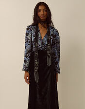 Claudia Floral Devor&eacute; Midi Dress, Black (BLACK), large