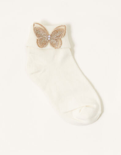 3D Butterfly Socks, Ivory (IVORY), large