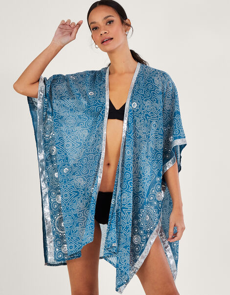 Bandhani Print Cover Up, Blue (BLUE), large