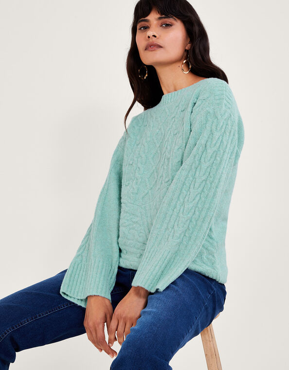 Satu Stitch Sweater, Green (SAGE), large