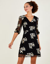 Jennifer Sequin Animal Tunic Dress, Black (BLACK), large