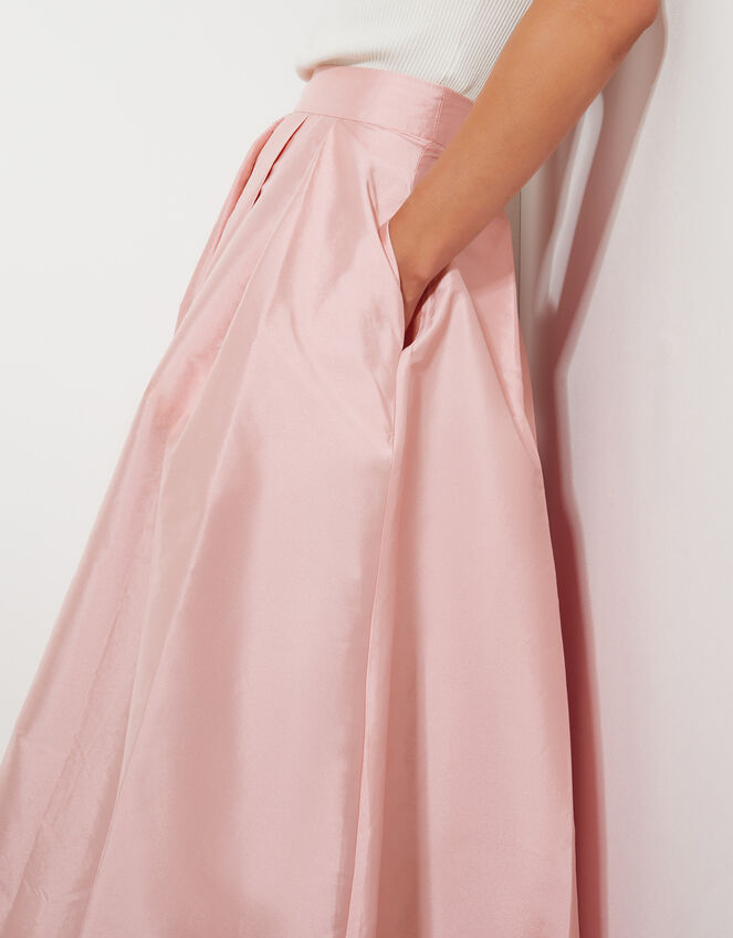 Tanya Taffeta Pleated Midi Skirt, Pink (PINK), large