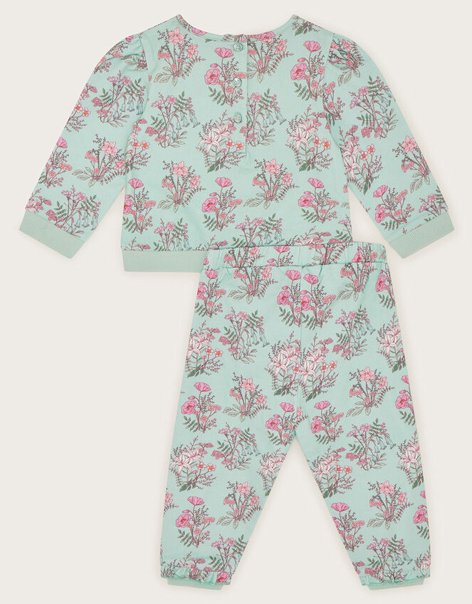Baby Floral Sweat Top and Leggings Set, Blue (BLUE), large