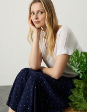 Tiered Foil Print Skirt, Blue (NAVY), large