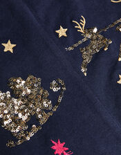 Christmas Sleigh Leggings, Blue (NAVY), large