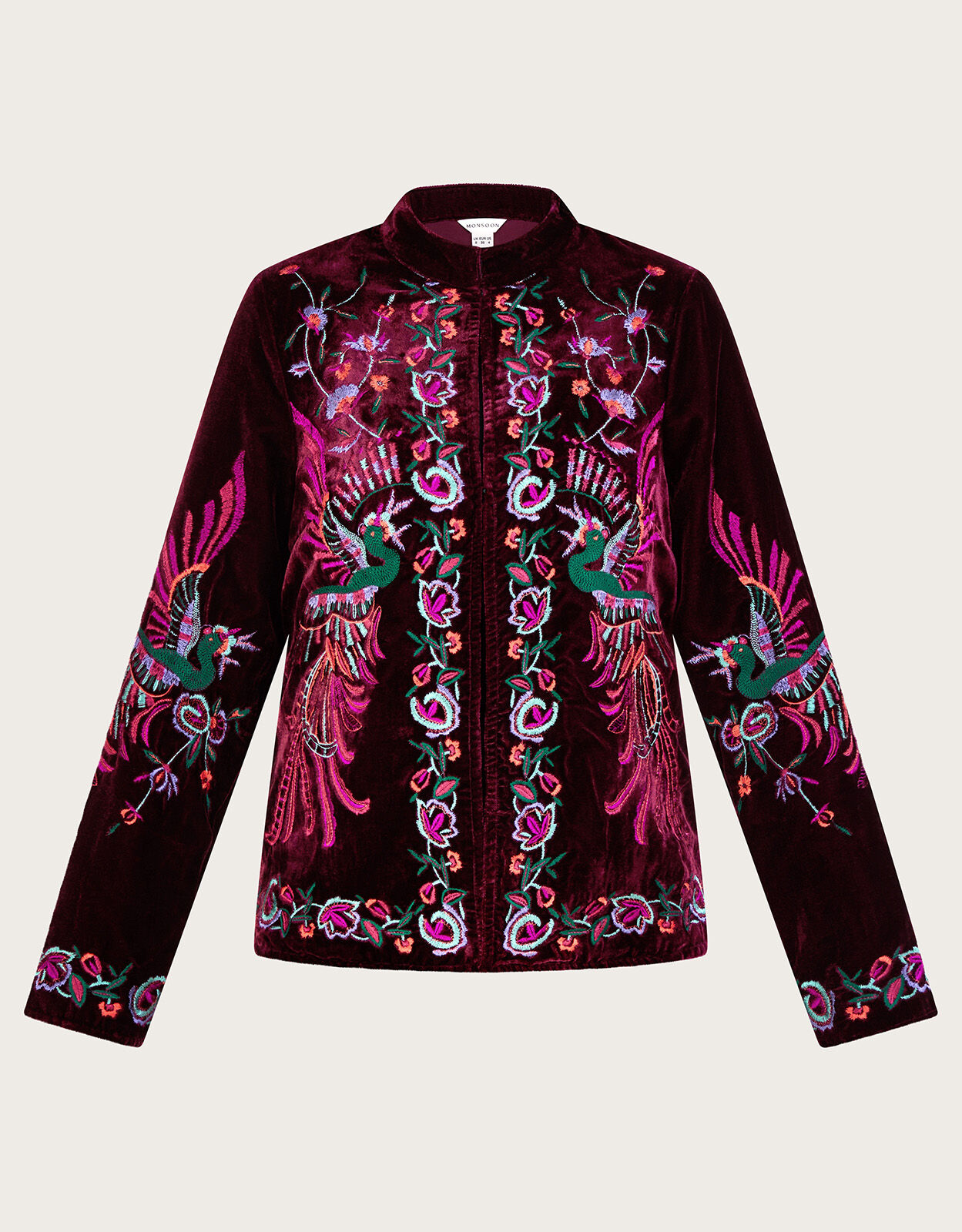Verina Embroidered Velvet Jacket Red