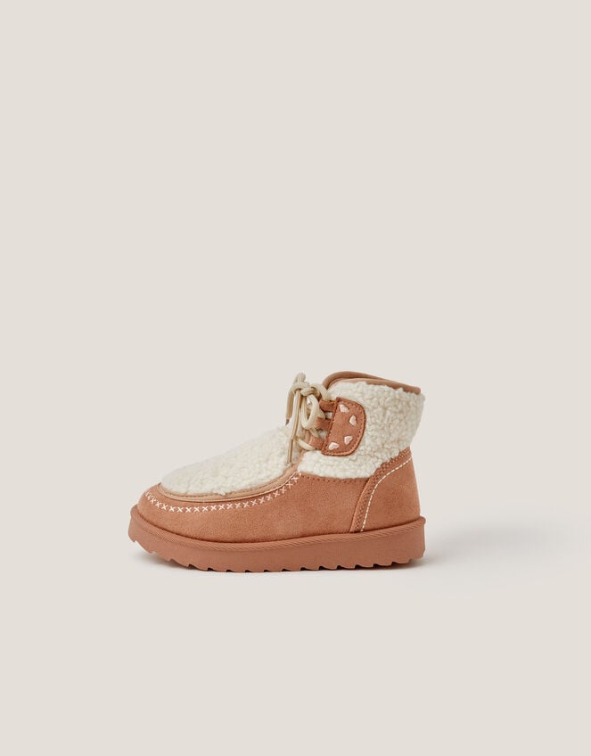 Heart Faux Shearling Ankle Boots, Natural (NATURAL), large