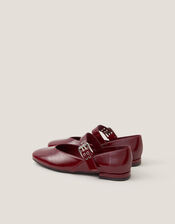 Effie Patent Ballet Flats, Red (BURGUNDY), large