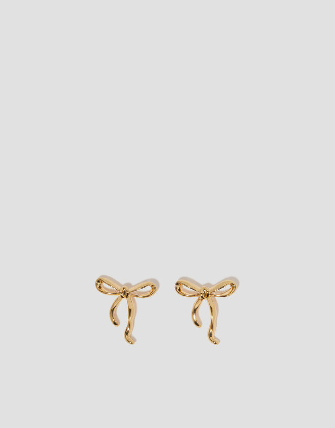 Bow Stud Earrings, Gold (GOLD), large