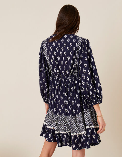 daisy print dress in lenzing ecovero blue