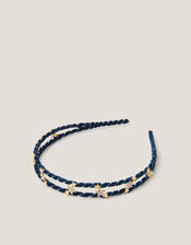 Diamanté Star Velvet Headband, , large