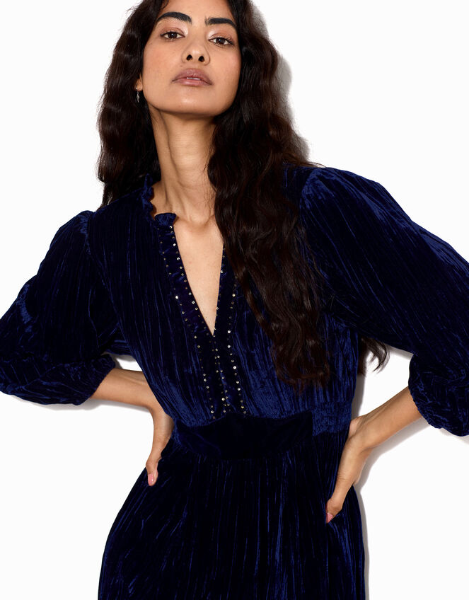East Velvet Maxi Dress, Blue (NAVY), large