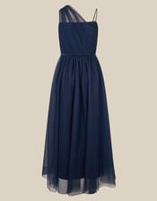 Zairan One-Shoulder Tulle Prom Dress, Blue (NAVY), large