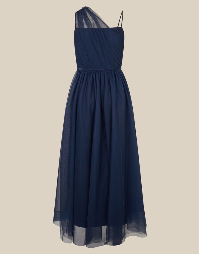 Zairan One-Shoulder Tulle Prom Dress, Blue (NAVY), large