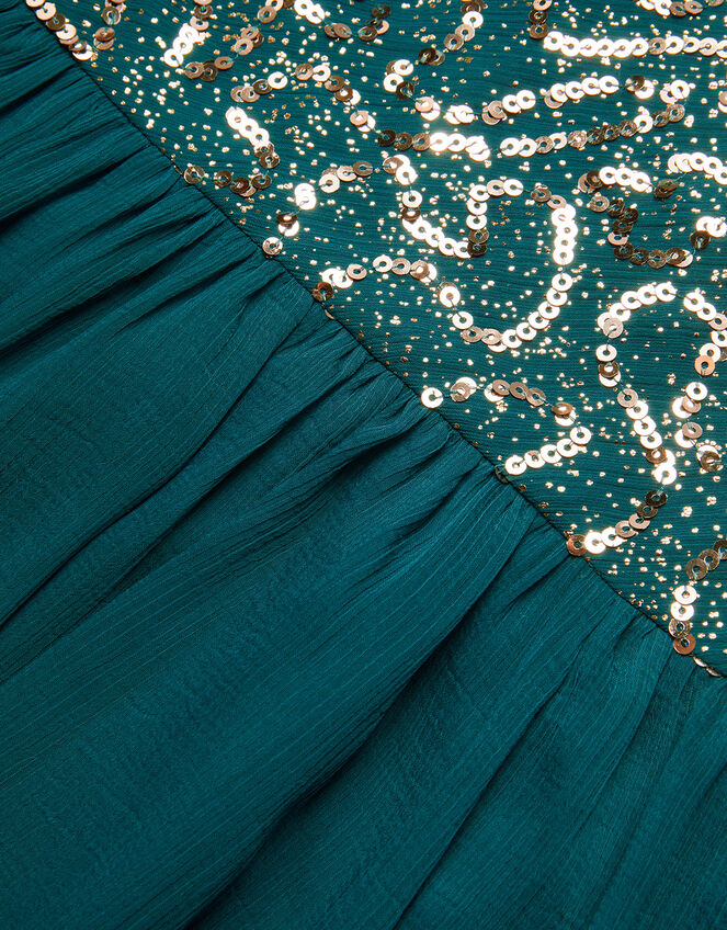 Mara One-Shoulder Flutter Sleeve Prom Dress, Teal (TEAL), large
