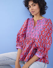East Sasha Embroidered Print Top, Pink (PINK), large