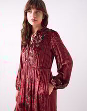 East Brogan Sequin Velvet Tiered Maxi Dress, Red (BERRY), large