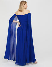 Lucie Bardot Chiffon Maxi Dress, Blue (BLUE), large