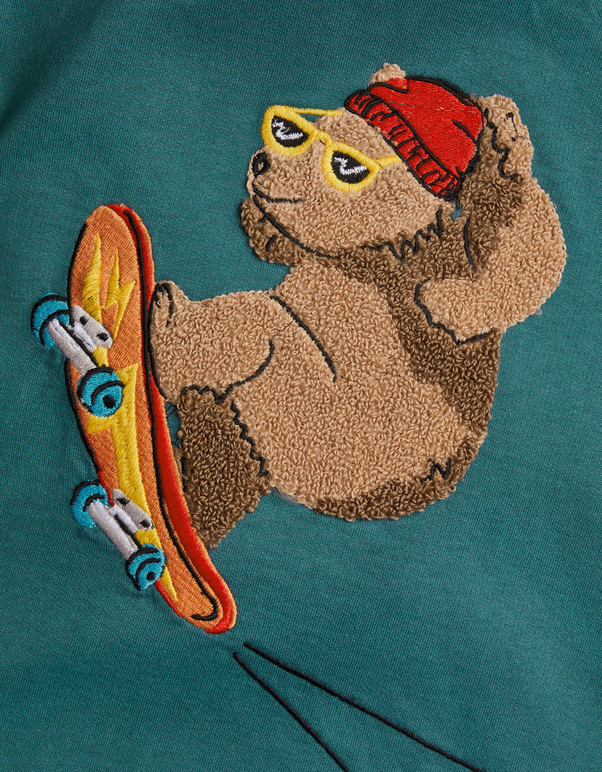 Skateboard Bear Hoodie Teal