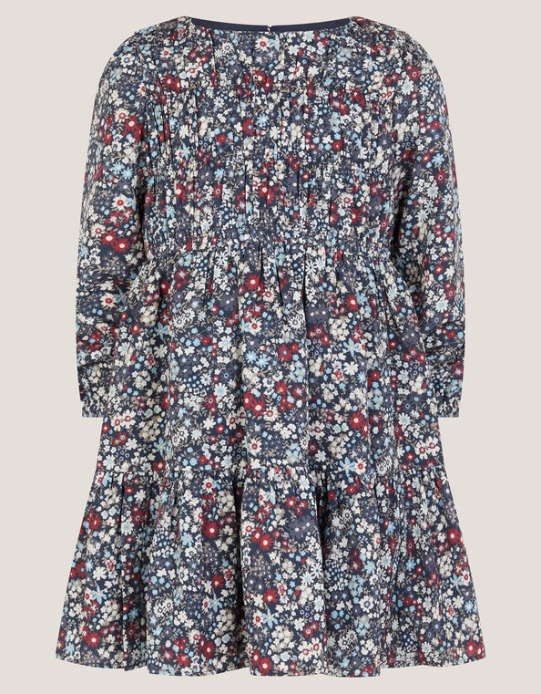 Ditsy Floral Long Sleeve Dress, Blue (NAVY), large
