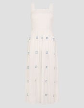 Briar Shirred Maxi Dress, White (WHITE), large