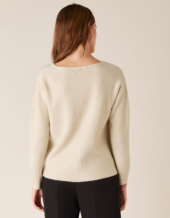 Twist Front Knit Jumper, Ivory (IVORY), large