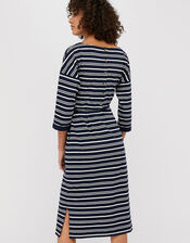 Sandy Stripe Jersey Jacquard Dress, Blue (NAVY), large