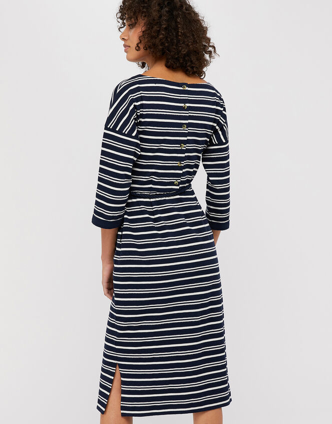 Sandy Stripe Jersey Jacquard Dress, Blue (NAVY), large