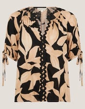 Annie Print Short Sleeve Top, Black (BLACK), large