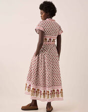 East Karmen Hand Woodblock Cotton Dress, Pink (PINK), large