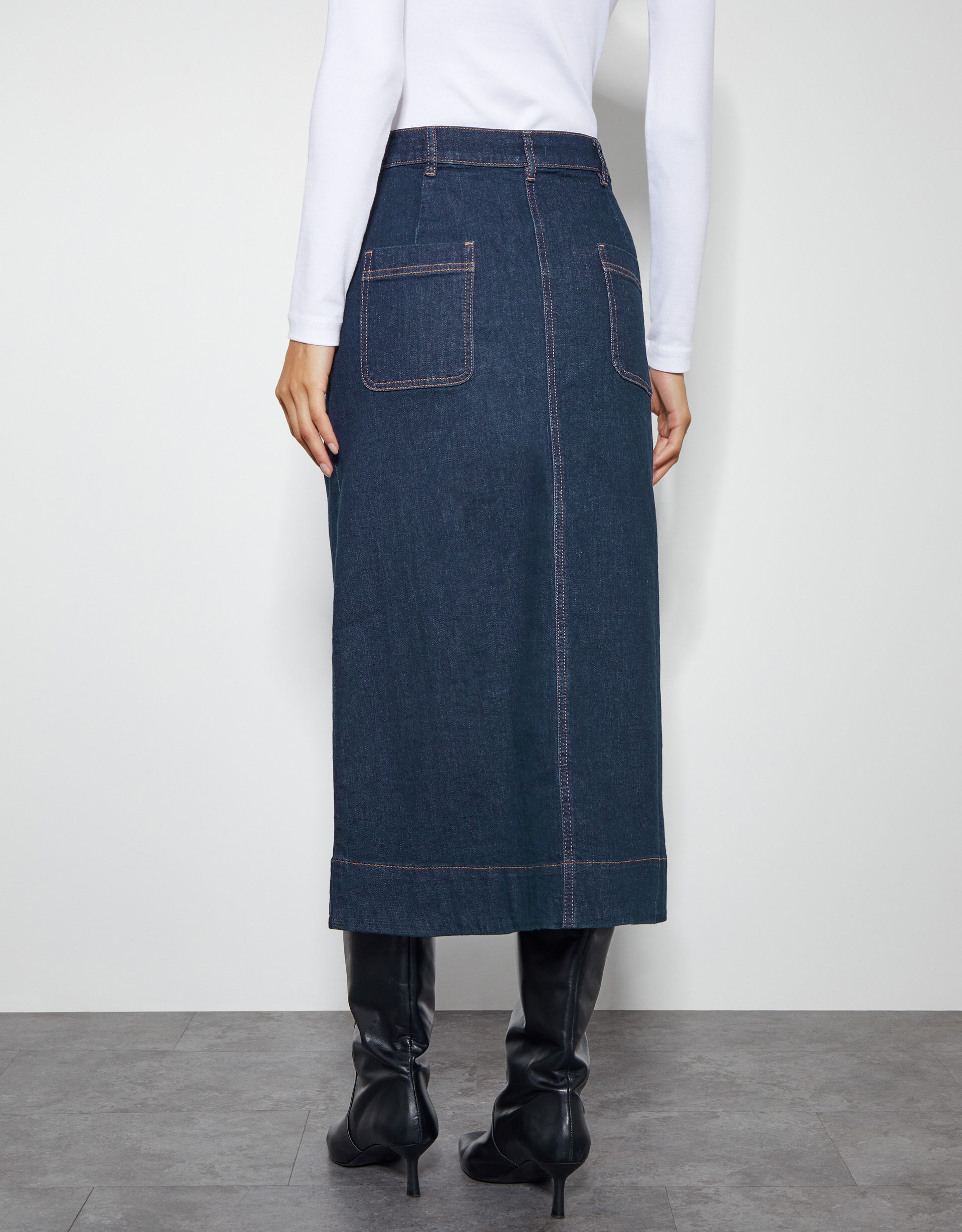 Monsoon blue 73 denim skirt hot sale
