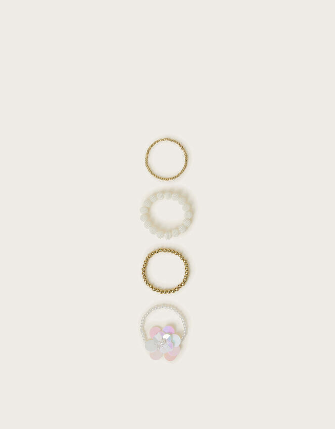 4-Pack Sequin Flower Bead Bracelets, , large