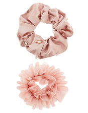 Pearl and Glitter Hair Scrunchie Set, , large
