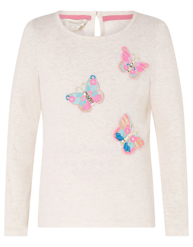Butterfly Badge Top in Organic Cotton, Camel (OATMEAL), large