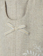 Baby Tweed Embroidered Dress, Brown (TAUPE), large