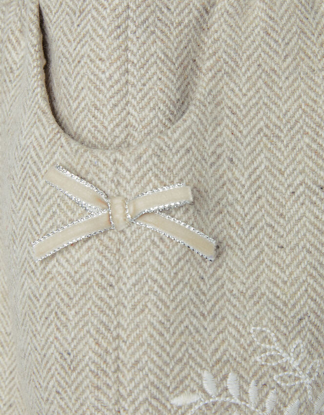 Baby Tweed Embroidered Dress, Brown (TAUPE), large