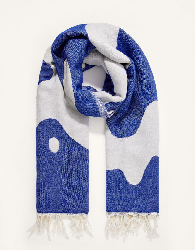 Colour Block Jacquard Blanket Scarf, , large