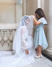 Pearl Flower Embellished Veil, , large