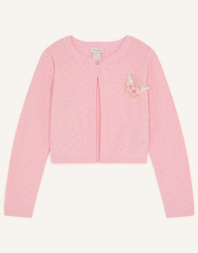 Butterfly Applique Cardigan, Pink (PINK), large