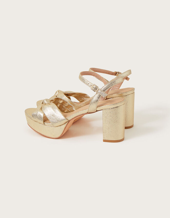 Metallic Twist Knot Platform Heels, Gold (GOLD), large