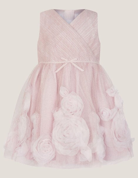 Baby Glinda Appliqué Glitter Party Dress, Pink (PALE PINK), large