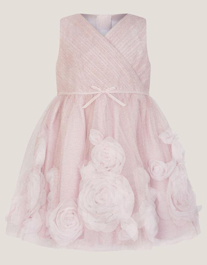 Baby Glinda Appliqué Glitter Party Dress, Pink (PALE PINK), large