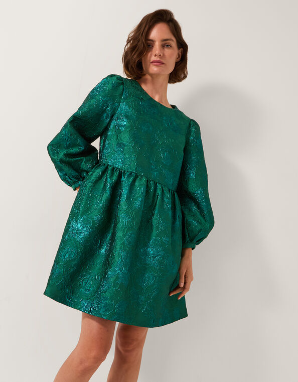 Jolene Jacquard Mini Dress, Green (GREEN), large