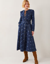 Lulu Daisy Denim Midi Dress, Blue (DENIM BLUE), large