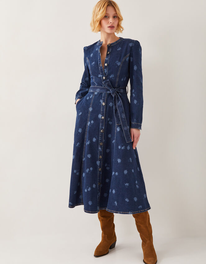 Lulu Daisy Denim Midi Dress, Blue (DENIM BLUE), large