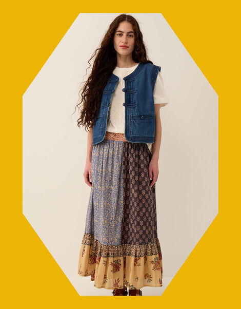 East Loran Floral Mix Midi Skirt, Multi (MULTI), large