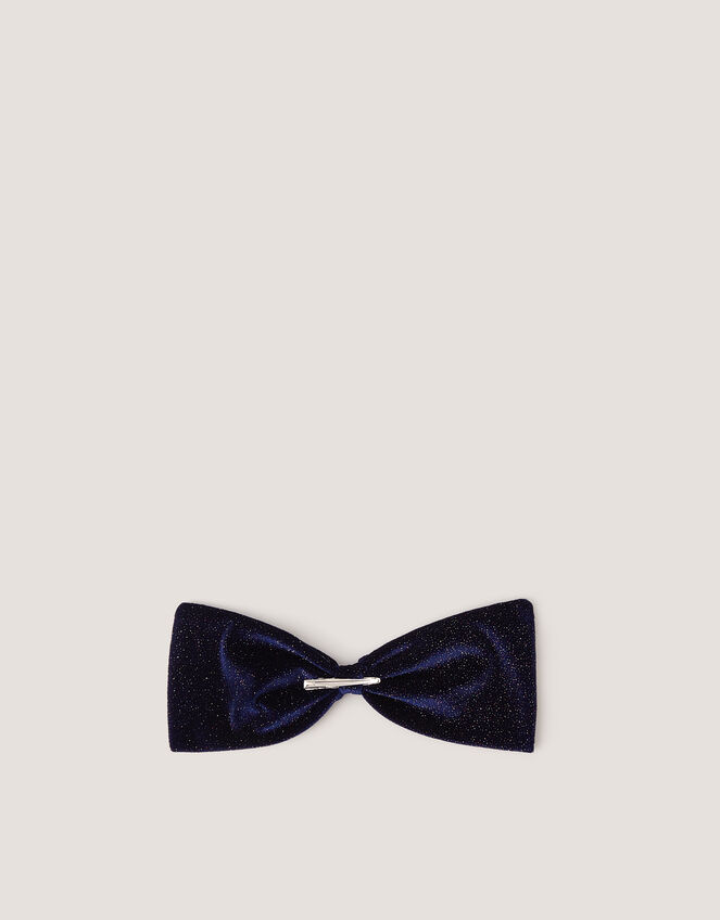 Sparkle Velvet Bow Hair Clip, Blue (NAVY), large