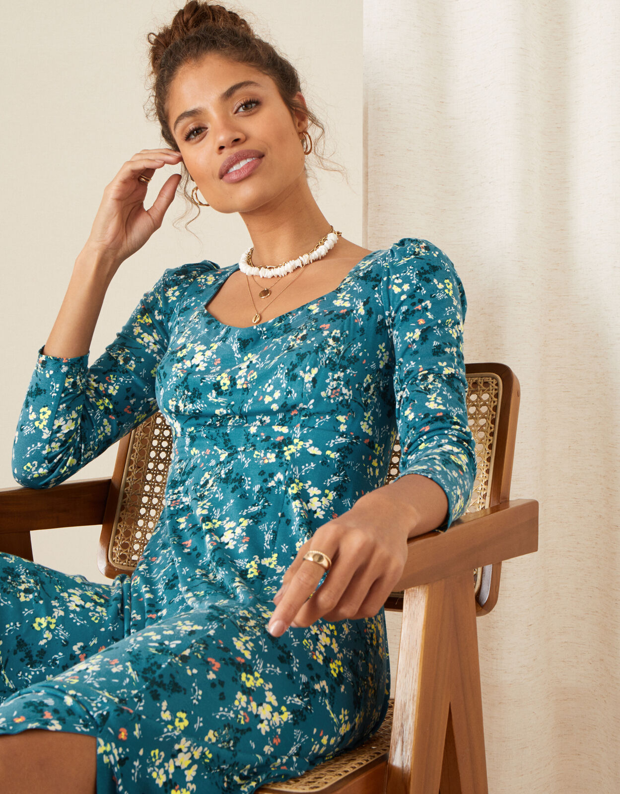 Floral jersey dress outlet