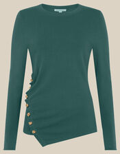 Renee Button Ruched Sweater, Blue (PETROL), large