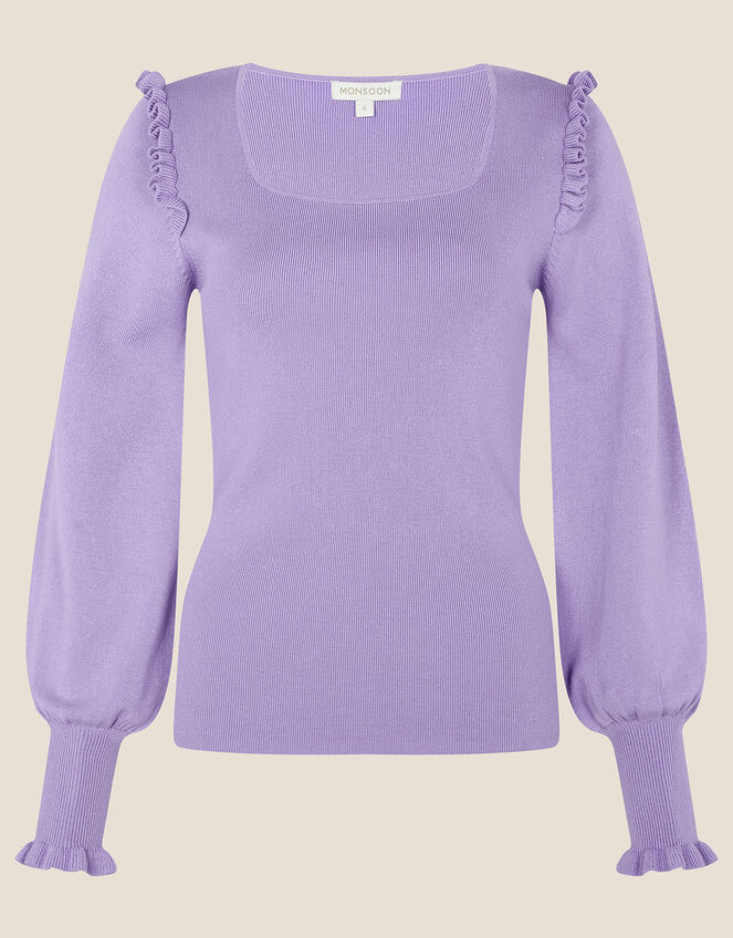 Square Neck Ruffle Jumper, Purple (LILAC), large